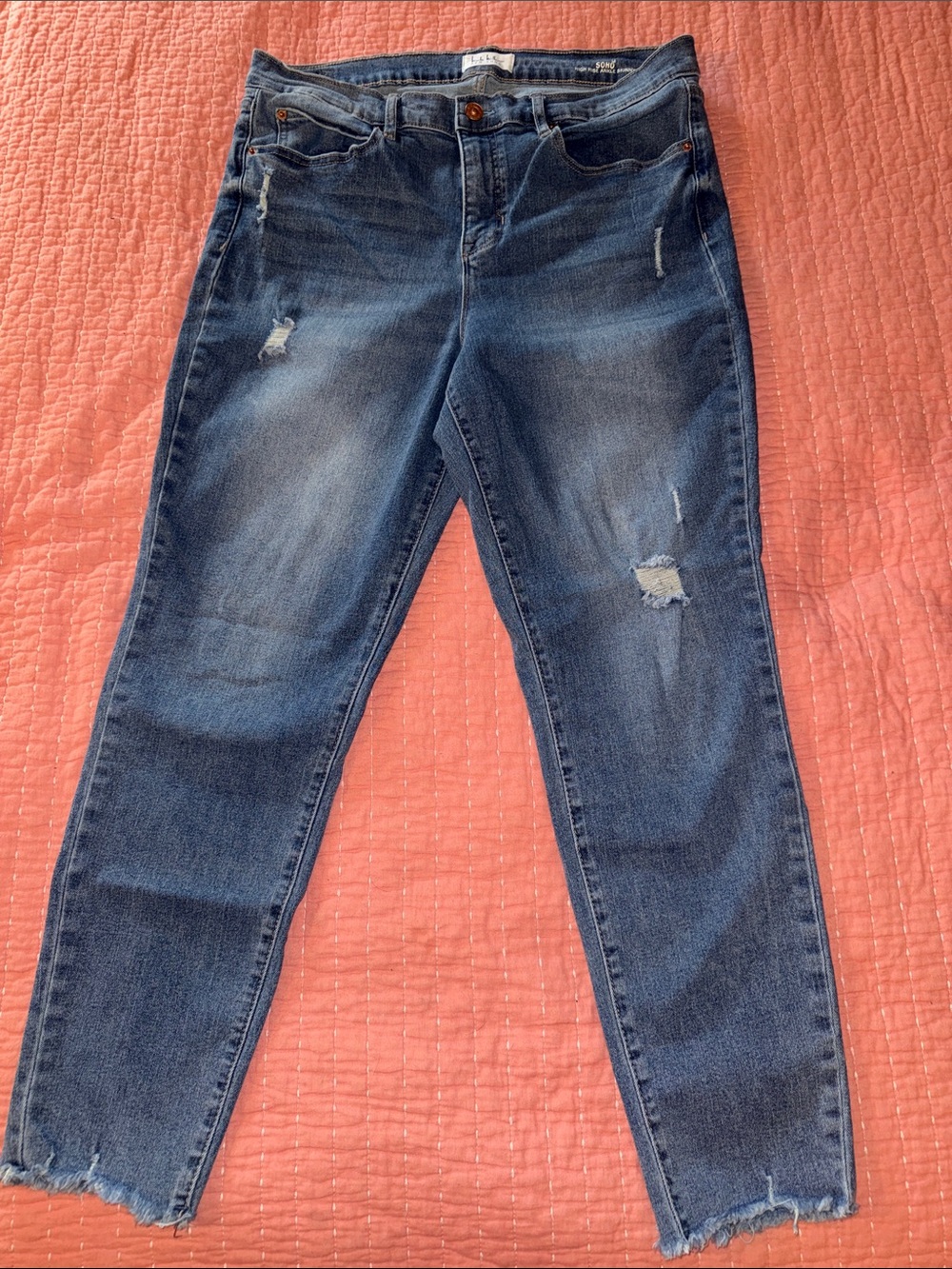 Women's Distressed Blue Jeans - Casual Slim Fit